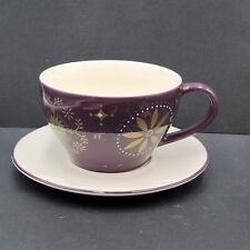 2006 Starbucks Holiday Purple Christmas Coffee Tea Mug Cup & Saucer picture