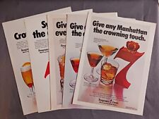 5 Seagram's 7 Crown Whiskey 1978/1979 Print Ads incl. Passport Scotch Vantage + picture