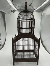 Victorian Domed Bird Cage Wooden & Wire Vintage Country Antique Style picture