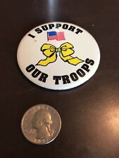 Vintage “I Support Our Troops” Yellow Ribbon Button picture