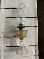 Vintage Clear Glass Oil Lamp With Burner Torch & Chimney, Antique picture