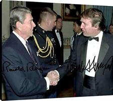 Floating Canvas Wall Art:   Ronald Reagan and Donald Trump Autograph Print picture