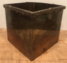 INDIA CRAFTED METAL SQUARE OPEN PLANTER CANDLE HOLDER 5 1/4” X 5 1/4” X 5” picture