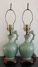 Extraordinary Vintage Pair of Chinese Longquan Hong Kong Celadon Table Lamps picture