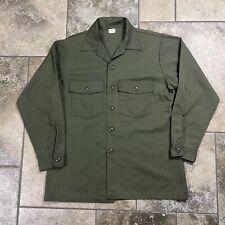 Vintage 70s Army Military Button Up Shirt XL Men Olive Green Chore Utility picture