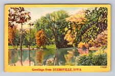Dyersville IA-Iowa, Scenic Greetings, Water, Antique, Vintage Souvenir Postcard picture