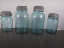 Ball Perfect Mason Jars 1923-1933 with lids. 2 x Quart size and 2 x Pint size picture