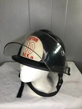 Vintage black Cairns and Bros Fire Helmet w face shield captains badge picture