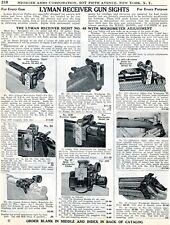 1939 Print Ad of Lyman Rifle Receiver Sights Model 48 56 55 57 52 38 picture