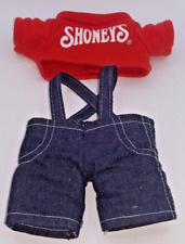 Vintage 1986 SHONEY'S Plush Bear Original Denim Overalls and Shoney's Shirt ONLY picture