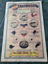 Vintage WEBER FLY Co. Web lure fishing hardware store  poster sign picture