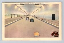 Detroit MI-Michigan, Tunnel Between Detroit and Canada Vintage Souvenir Postcard picture