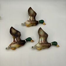 Set of (3) Vintage Ucagco Flying Ceramic Mallard Ducks Wall Pocket Japan picture