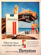 1960 Tareyton Dual Filter Cigarettes Scuba Gear Divers Lighting Up Print Ad 125 picture