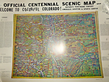 Rush To The Rockies Centennial Map Colorful Colorado 1959 by Brewer Rare 23x35