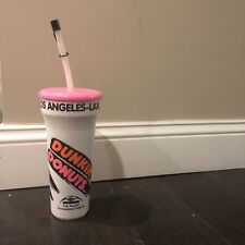 VIntage 90s Dunkin’ Donuts Neon Pink Orange Cup Tumbler Los Angeles LAX picture