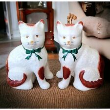 ANTIQUE ENGLISH STAFFORDSHIRE PAIR CAT MANTEL EARLY 20TH CENTURY picture