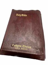Bible The Holy Bible Catholic Douay Edition Belgium 1950’s Red Leather MCM picture