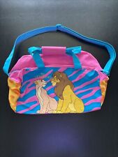 Vintage Disney The Lion King Blue Pink Duffle Sleepover Bag Simba Nala 13x8” picture