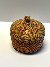 Nootka Alaskan Hand Woven Basket; Original; Small with Lid; Early 1900s; Lot 10 picture