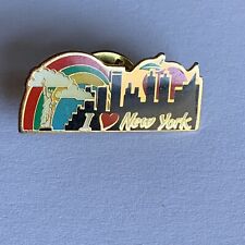 VTG I Heart Love New York The Big Apple Pin Epoxy Overlay Tie Tack w Twin Towers picture