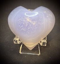 Pretty Blue Lace Agate Heart With Stand 43 Grams picture