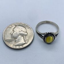 SIZE 5 2.7g ARTISAN YELLOW CATS EYE CITRINE GEMSTONE RING MARKED FINE JEWELRY picture