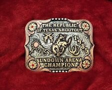 CHAMPION BRONC RIDING REPUBLIC OF TEXAS PRO RODEO TROPHY BUCKLE☆1985☆RARE☆773 picture