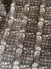 Rare Antique Early 19th C  English Zenia Floral Chintz Cotton Fabric ~ Brown picture