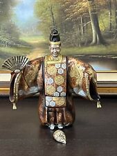 Vintage OKINA NOH DOLL Kabuki Dancer Mixed Metal Bronze Statue 1950's JAPAN 12
