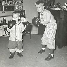 G1 Photograph Boys Brothers Playing Boxing Gloves Boxers  picture