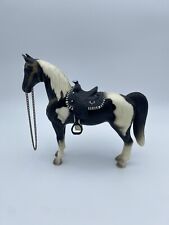 Breyer Tobiano Western Pony w/Orig Chain & Black Saddle Vintage picture
