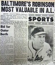 1964 newspaper Baltimore Orioles BROOKS ROBINSON s Baseball MOST VALUABLE PLAYER picture