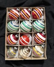 Vintage Shiny Brite Striped Christmas  Ornaments with Uncle Sam/Santa Claus Box picture