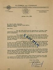 1934 TX. Dallas Texas O. CURRIN & COMPANY letterhead BANK AUDITOR & ACCOUNTANTS picture