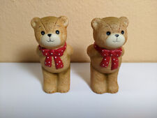 Lucy & Me 2 (Two) Bears w/ Red Bows Holding I Love You Hearts - Vintage 1980 picture