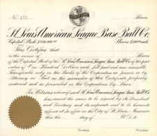 St. Louis American League Base Ball Co. - 1900's Unissued Baseball Stock Certifi picture