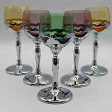 Set 5 Vintage MCM Farber Bros Cambridge Krome Kraft Chrome Liquor Cocktail Glass picture