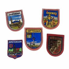 VTG Estate Lot of 5 Souvenir Shield Patches Sew On Nordic Countries Amsterdam 3” picture