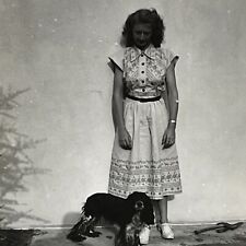 VA Photograph Pretty Woman Lovely Lady Dress Cocker Spaniel Dog 1940-50's  picture