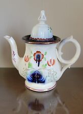 Antique Staffordshire Gaudy Welsh Ironstone Teapot Seeing Eye Pattern c.1850 LPU picture