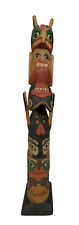VINTAGE CARVED WOODEN PAINTED TOTEM POLE picture