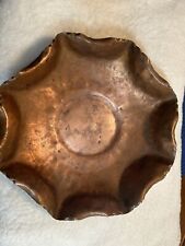 HAND HAMMERED COPPER CENTERPIECE BOWL Patina Vintage Handmade 14 in X 3 in picture