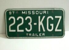 1997 White on Green Missouri Trailer License Plate 223-KGZ picture