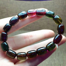 Natural Tourmaline Crystal Barrel Bead Woman Stretch Bracelet 11×8.5mm AAAAA picture