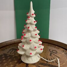Vintage White Ceramic Xmas 🎄 tree With Red Bulbs. No Cracks Or Chips See Photos picture
