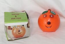 Vintage Florida Orange Sugar Bowl/ Jam Pot w/lid Plastic Face Souvenir w/Box picture