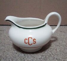 Vintage WARWICK China RESTAURANT WARE Creamer  GREEN & GOLD  STRIPES  1937 cCs picture