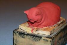 Vintage Cat Figure Unusual Clay ? resin sculpture Large Heavy Old Estate Find KZ picture