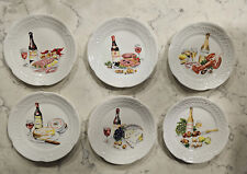 Vintage France (6) Louis Lourioux Wine and Cheese Porcelain Berry Haute Plates picture